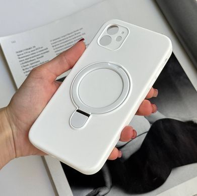 Силиконовый чехол с микрофиброй и кольцом подставкой для iPhone 11 White