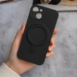 Силіконовий чохол з мікрофіброю і кільцем підставкою для iPhone 15 Plus Black