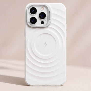 Силіконовий протиударний чохол з відкидною підставкою MagSafe Support Texture для iPhone 14 Pro White