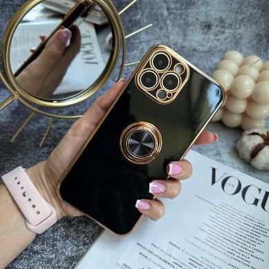 Чохол глянцевий силікон з кільцем тримачем для iPhone 11 Black