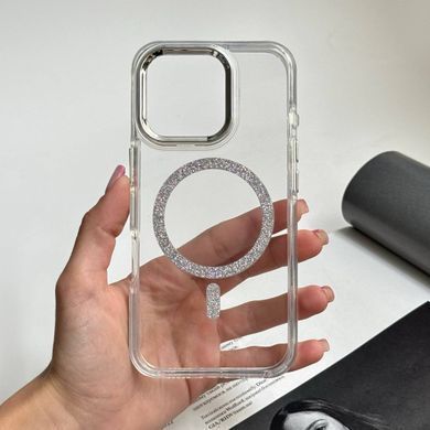 Чехол прозрачный силиконовый с блестками и MagSafe. для iPhone 13 Pro Прозорий