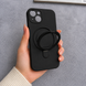 Силіконовий чохол з мікрофіброю і кільцем підставкою для iPhone 15 Plus Black