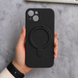 Силіконовий чохол з мікрофіброю і кільцем підставкою для iPhone 15 Plus Black