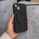 Силіконовий чохол з мікрофіброю і кільцем підставкою для iPhone 15 Plus Black