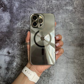 Чехол имитация стекла Laser Disco case MagSafe для iPhone 15 Plus Silver