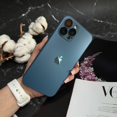 Чохол скляний матовий з захистом камери Matte AG-Glass для iPhone 13 Pro Royal blue