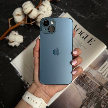 Чехол стеклянный матовый с защитой камеры Matte AG-Glass для iPhone 14 Royal blue