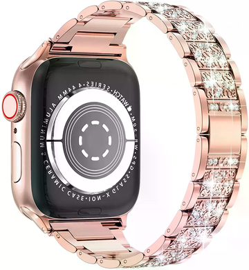 Металлический ремешок Diamond Metal Band для Apple Watch 38|40|41|42 (10 series) mm Rose Gold