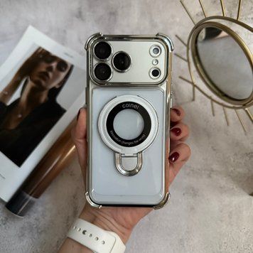 Чохол силіконовий ударостійкий з Magsafe і підставкою для iPhone 17 Pro Silver