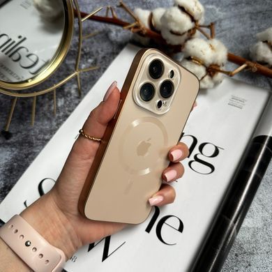 Чохол скляний з матовим обідком і магнітом Titanium Lux MagSafe для iPhone 13 Pro Gold