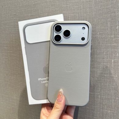 Чохол шкіряний Leather case with MagSafe анімація для iPhone 17 Pro Stone