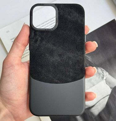 Чехол из текстиля со структурой под джинс Denim case для iPhone 14 Black