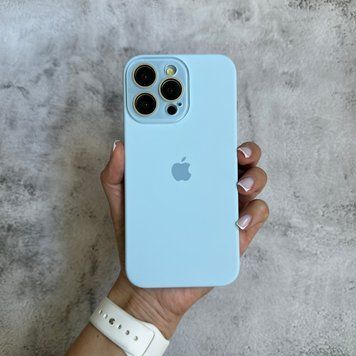 Чохол з силікону і покриттям Soft Touch мікрофібра для iPhone 16 Pro Max Mist Blue