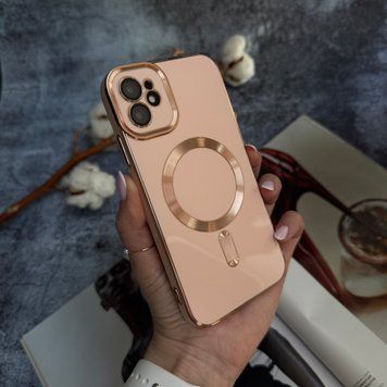 Чехол глянцевый силикон с Magsafe для iPhone 11 Pink Sand
