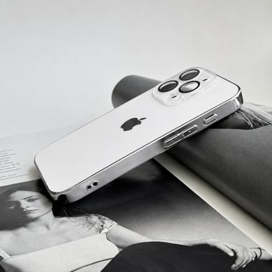 Чехол матовый стеклянный с цветным ободком Titanium Case для iPhone 13 Pro White