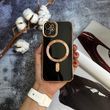 Чехол глянцевый силикон с Magsafe для iPhone 12 Black