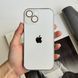 Чехол матовый стеклянный с цветным ободком Titanium Case для iPhone 13 White