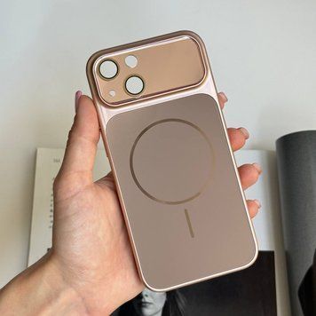 Чохол імітація скла матовий в стилі 17 з MagSafe для iPhone 14 Rose Gold