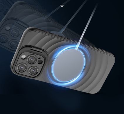 Силіконовий протиударний чохол з відкидною підставкою MagSafe Support Texture для iPhone 13 Pro Black