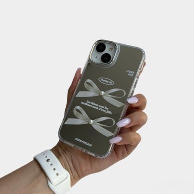 Чохол дзеркальний силіконовий з бантом Bow Case для iPhone 13, iPhone 14 Silver