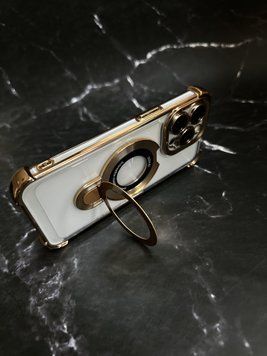 Чохол силіконовий ударостійкий з Magsafe і підставкою для iPhone 13 Gold