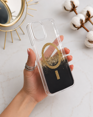 Чохол силіконовий з блискітками MagSafe для iPhone 13 Gold