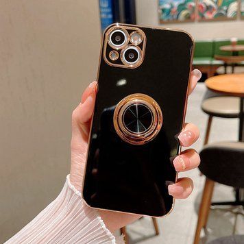 Чохол глянцевий силікон з кільцем тримачем для iPhone 11 Pro Black