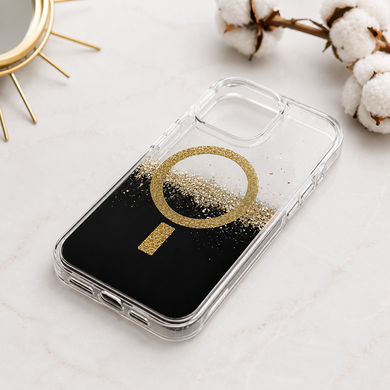 Чохол силіконовий з блискітками MagSafe для iPhone 13 Gold