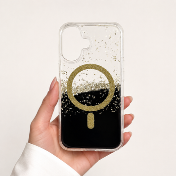 Чохол силіконовий з блискітками MagSafe для iPhone 16 Gold