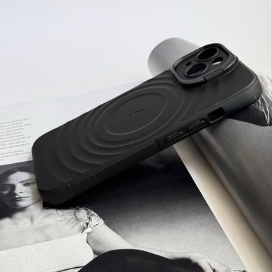 Силиконовый противоударный чехол с откидной подставкой MagSafe Support Texture для iPhone 14 Black