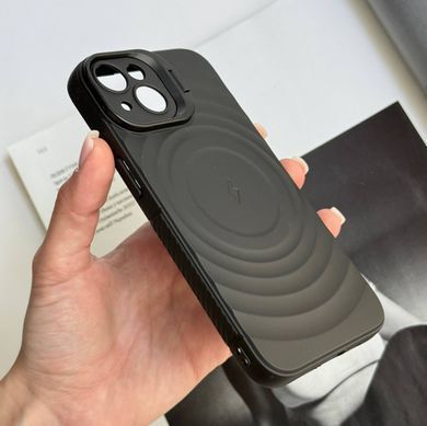 Силиконовый противоударный чехол с откидной подставкой MagSafe Support Texture для iPhone 14 Black