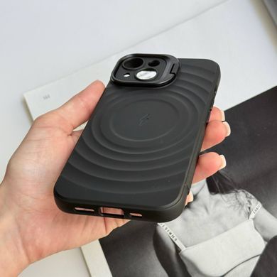 Силиконовый противоударный чехол с откидной подставкой MagSafe Support Texture для iPhone 14 Black