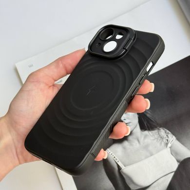 Силиконовый противоударный чехол с откидной подставкой MagSafe Support Texture для iPhone 14 Black