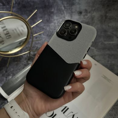 Чехол кожаный с картхолдером и поддержкой MagSafe Deluxe Pocket для iPhone 14 Dark Grey