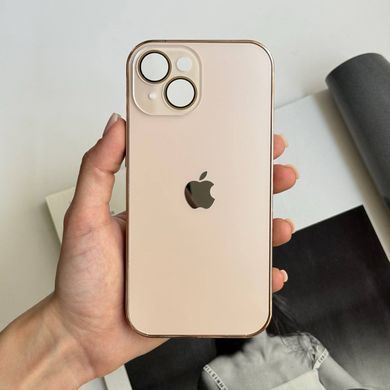 Чехол стеклянный с хромированным ободком Titanium Case для iPhone 13 Gold