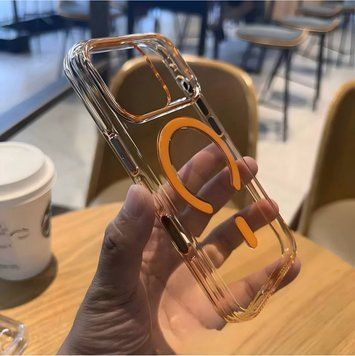 Чохол прозорий протиударний з полікарбонату та MagSafe Crystal для iPhone 17 Pro Orange