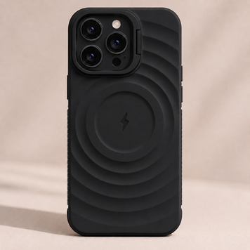 Силіконовий протиударний чохол з відкидною підставкою MagSafe Support Texture для iPhone 15 Pro Black