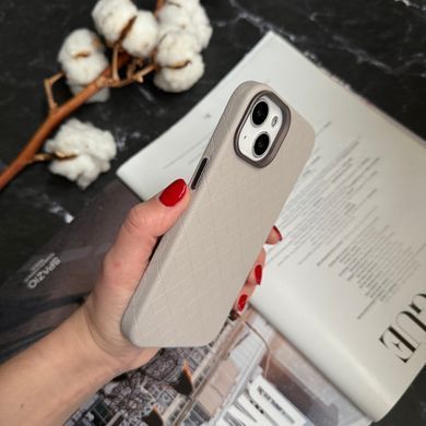 Чохол шкіряний Luxury leather case з магнітом MagSafe для iPhone 14 Silver