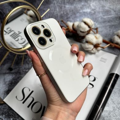 Чохол скляний з матовим обідком і магнітом Titanium Lux MagSafe для iPhone 16 Pro Max White