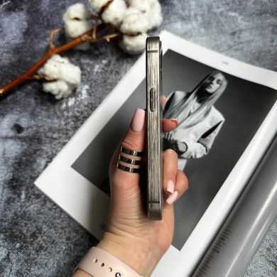 Чохол скляний з матовим обідком Titanium Lux Case для iPhone 15 Pro Silver