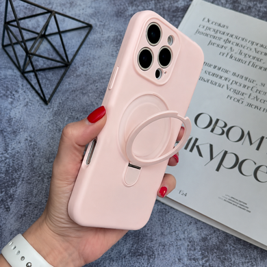 Силиконовый чехол с микрофиброй и кольцом подставкой для iPhone 15 Pro Pink Sand