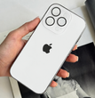 Чехол матовый стеклянный с цветным ободком Titanium Case для iPhone 16 Pro Max White