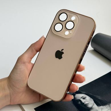 Чохол скляний з хромованим обідком Titanium Case для iPhone 14 Pro Gold