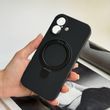Силіконовий чохол з мікрофіброю і кільцем підставкою для iPhone 17 Black