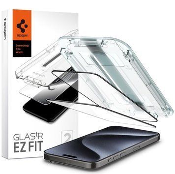 Захисне скло Spigen Screen Protector EZ FIT (2 шт в комплекті) для iPhone 14 Pro, iPhone 15 Прозорий