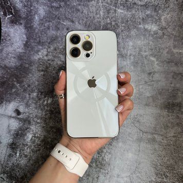 Чехол имитация стекла Laser Disco case MagSafe для iPhone 15 Pro White