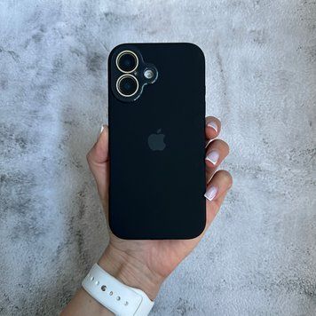 Чехол из силикона и покрытием Soft Touch микрофибра для iPhone 16 Black