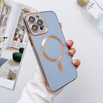 Чехол глянцевый силикон с Magsafe для iPhone 15 Pro Max Sea Blue