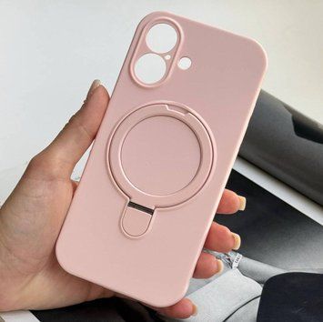 Силиконовый чехол с MagSafe и подставкой для iPhone 16 Plus Pink Sand