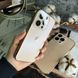 Чехол стеклянный с хромированным ободком Titanium Case для iPhone 15 Pro Gold